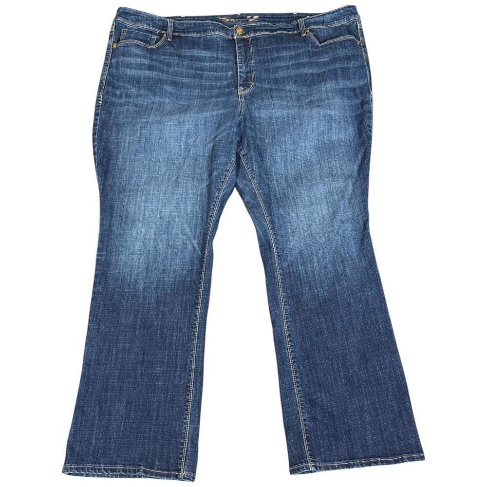 Seven7 Jeans Women's‎ 50x30 Blue Denim Straight Wide Leg Dark Wash Dojo Look